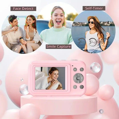 Compact Retro Style Digital Camera with Built in Screen and 1080p Video in Three Colors