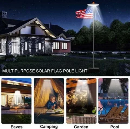 Flagpole Light Topper with Solar Panel and Automatic Sensor, 700 Lumens