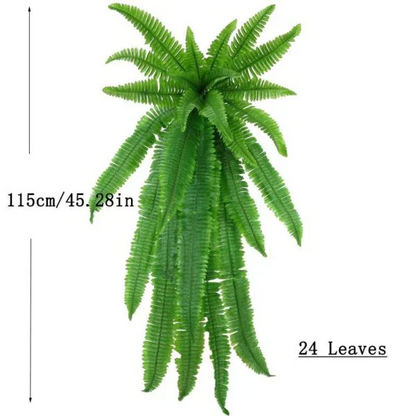 Artificial Boston Fern with Adjustable Stems and UV Resistant Material