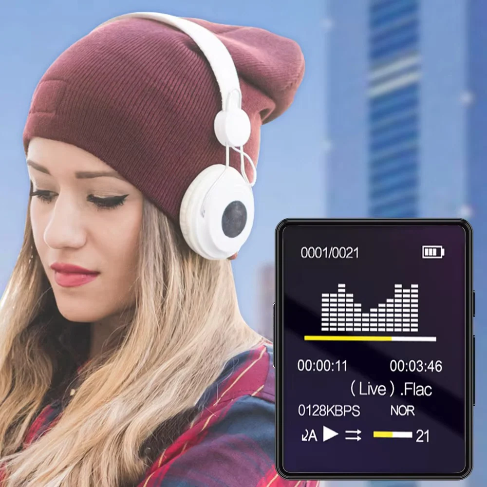 Compact Bluetooth MP3 Music Player with Stereo Audio and Video Playback
