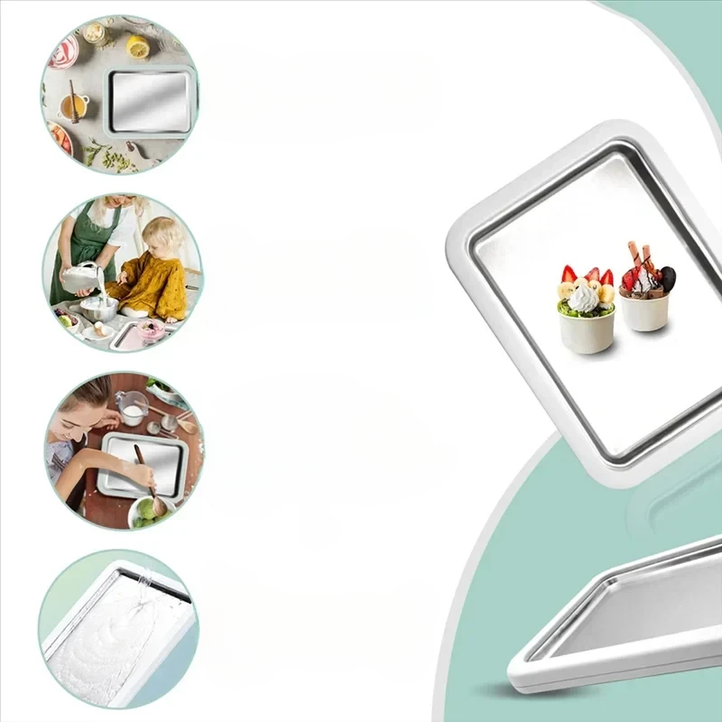 Manual Ice Cream Rolling Plate with Stainless Steel Surface