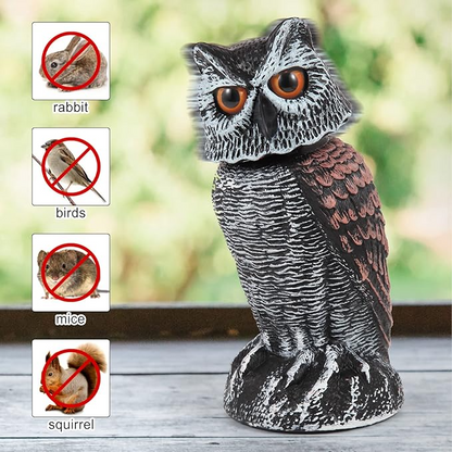 Owl Decoy with 360 Degree Rotating Head and Hand Painted Details, 2 Pack