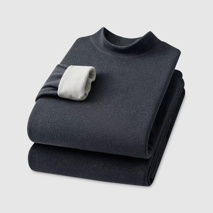 Mens Thermal Underwear Set with a High Neck and High Stretch Fabric in Black, Gray, Blue or Khaki