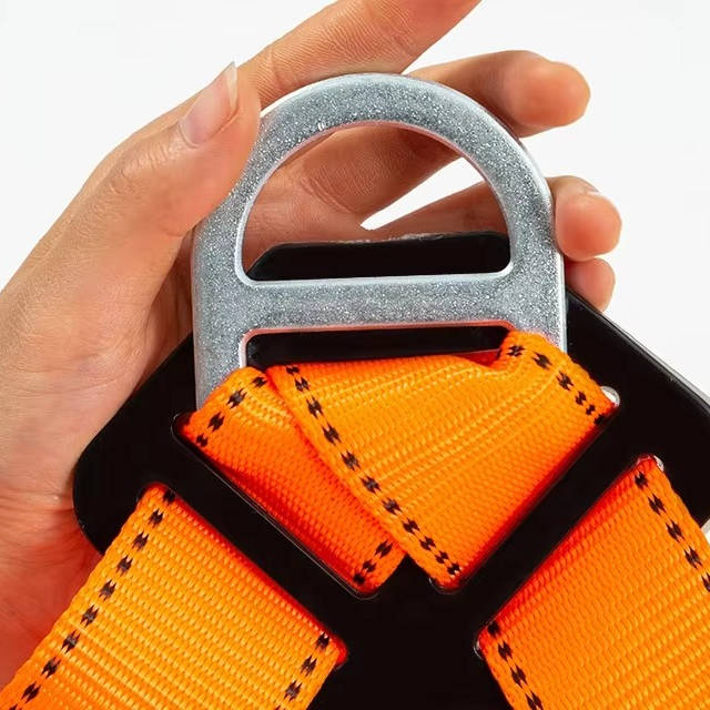 Full Body Safety Harness with Shock Absorbing Lanyard and Ventilated Waist Pad