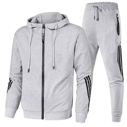 Mens Two Piece Tracksuit with a Full Zip Hoodie and Jogger Pants with Drawstring Waist in Six Colors