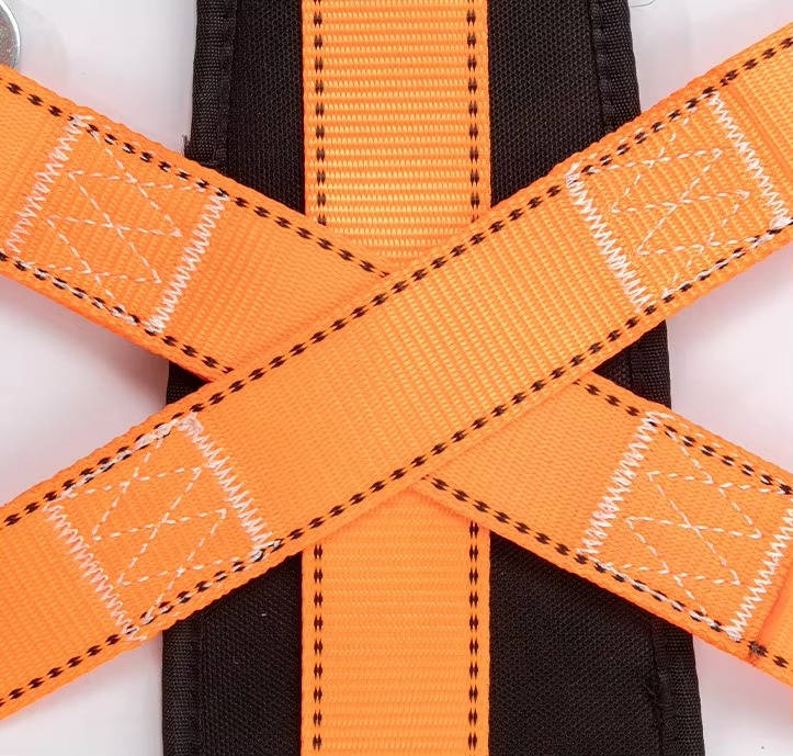 Full Body Safety Harness with Shock Absorbing Lanyard and Ventilated Waist Pad