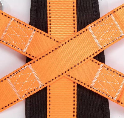 Full Body Safety Harness with Shock Absorbing Lanyard and Ventilated Waist Pad