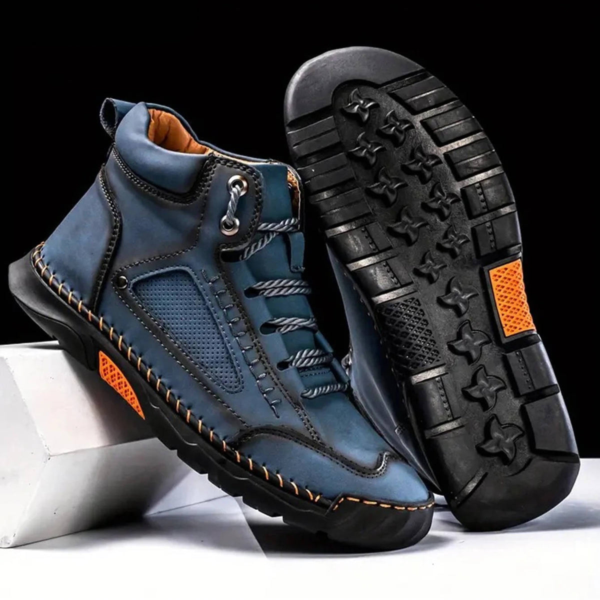 Mens Lace Up Hiking Boots with Double Stitched Construction, EVA Foam Footbed and a Wide Toe Box in Five Colors