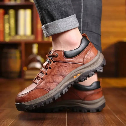 Mens Lace Up Outdoor Shoes with a Three Layer Rubber Sole, Reinforced Toe Cap and Padded EVA Midsole in Black or Brown