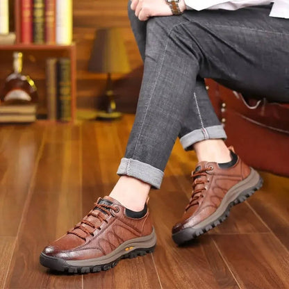 Mens Lace Up Outdoor Shoes with a Three Layer Rubber Sole, Reinforced Toe Cap and Padded EVA Midsole in Black or Brown