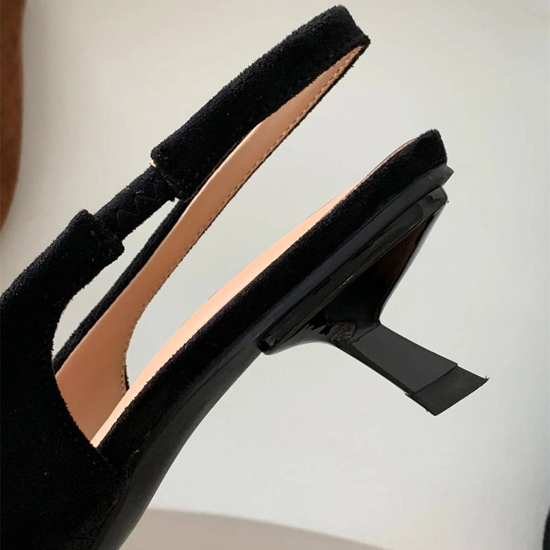 Womens Pointed Toe Slingback Kitten Heels with a Slip On Style and Rubber Sole in Four Colors