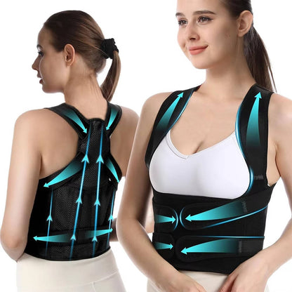 Back Support Brace with Five Flexible Rods and Breathable Mesh, Adjustable Fit