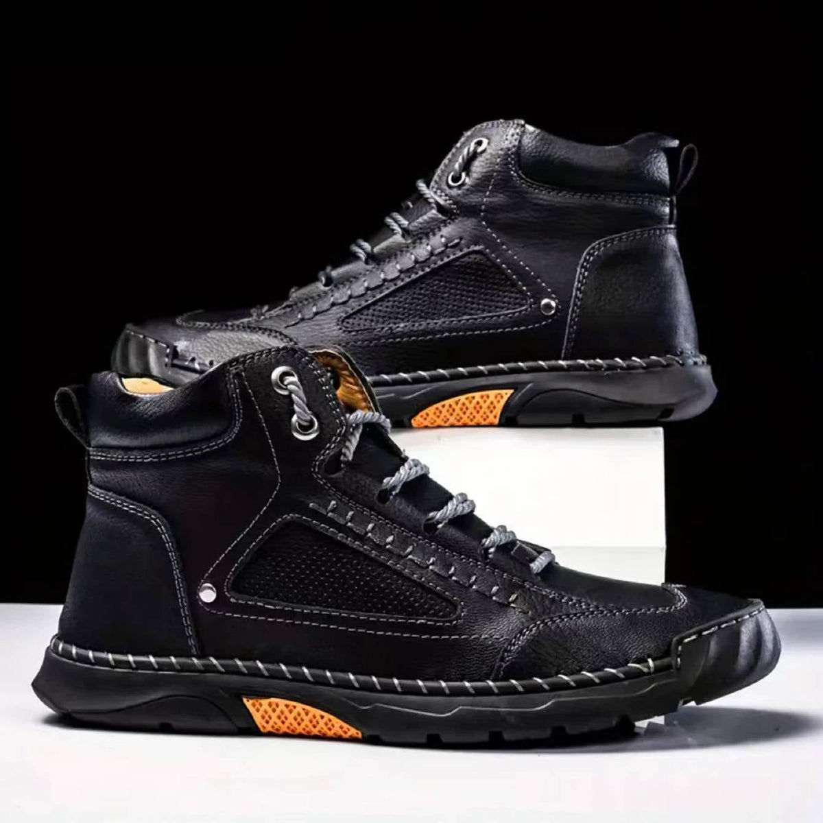 Mens Lace Up Hiking Boots with Double Stitched Construction, EVA Foam Footbed and a Wide Toe Box in Five Colors