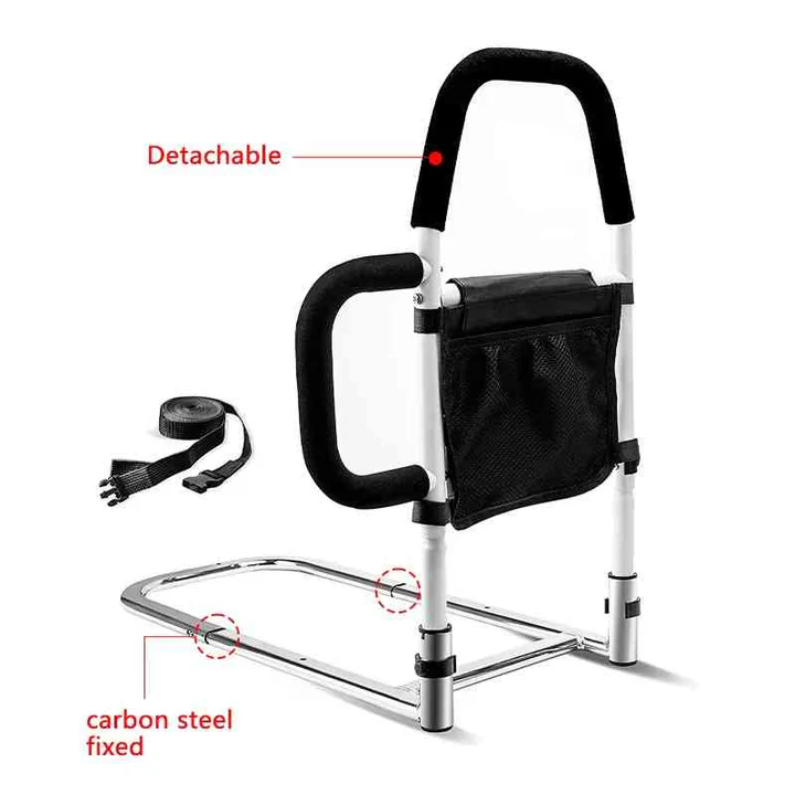 Bedside Assist Handle with Padded Grip and Adjustable Height for Home Bedrooms