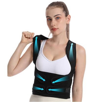 Back Support Brace with Five Flexible Rods and Breathable Mesh, Adjustable Fit