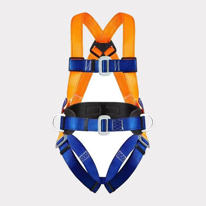 Full Body Safety Harness with Shock Absorbing Lanyard and Ventilated Waist Pad