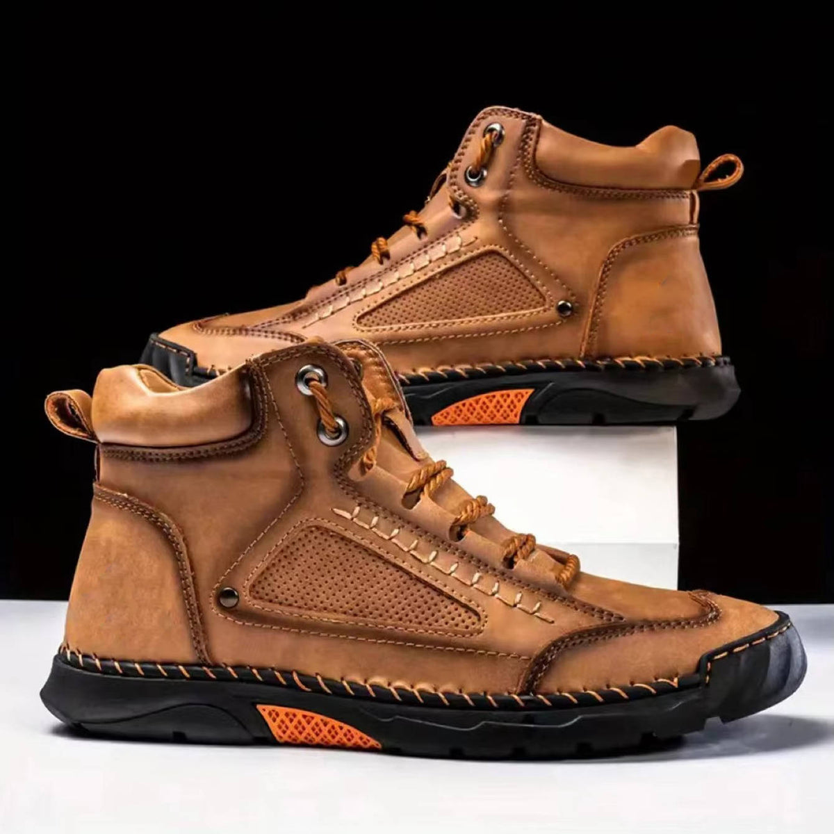 Mens Lace Up Hiking Boots with Double Stitched Construction, EVA Foam Footbed and a Wide Toe Box in Five Colors