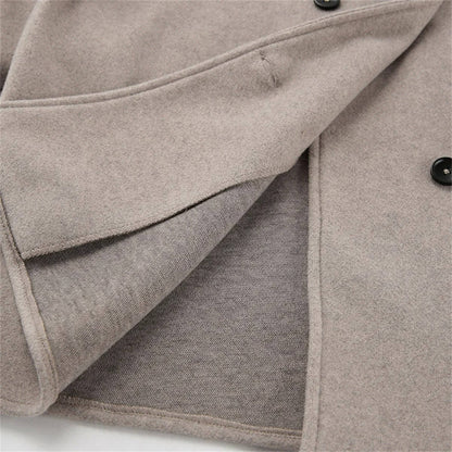 Womens Cropped Double Breasted Peacoat with a Stand Collar and Soft Interior Lining in Khaki or Gray