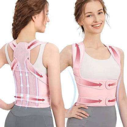 Back Support Brace with Five Flexible Rods and Breathable Mesh, Adjustable Fit