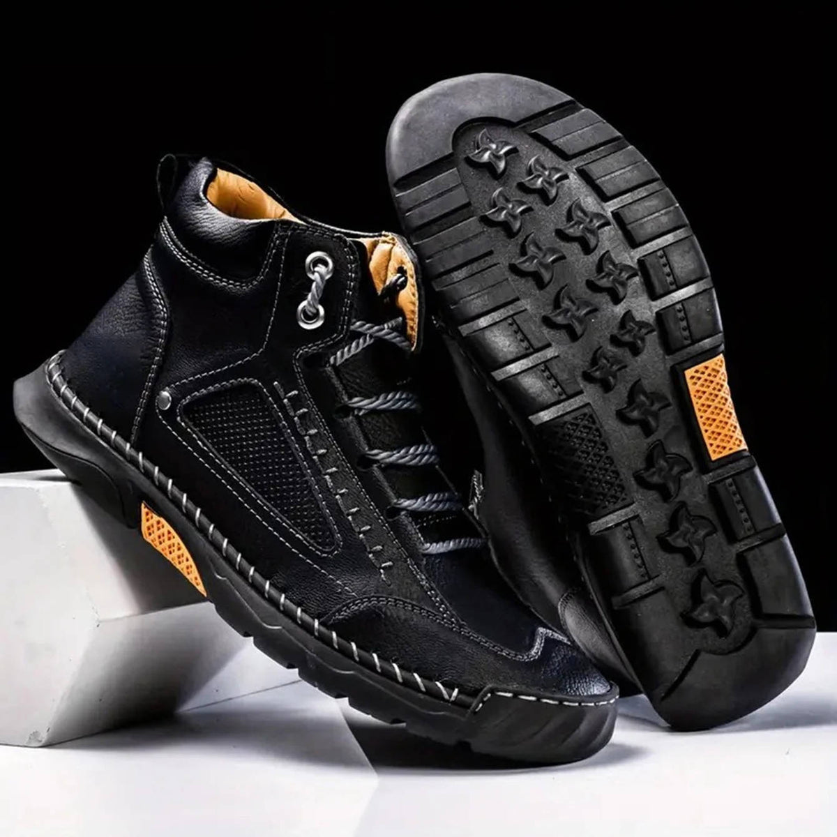 Mens Lace Up Hiking Boots with Double Stitched Construction, EVA Foam Footbed and a Wide Toe Box in Five Colors