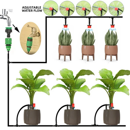 Drip Watering Kit with Digital Timer and Pressure Regulator in 12 Lengths Up to 197 Feet