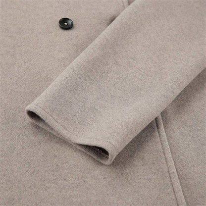 Womens Cropped Double Breasted Peacoat with a Stand Collar and Soft Interior Lining in Khaki or Gray