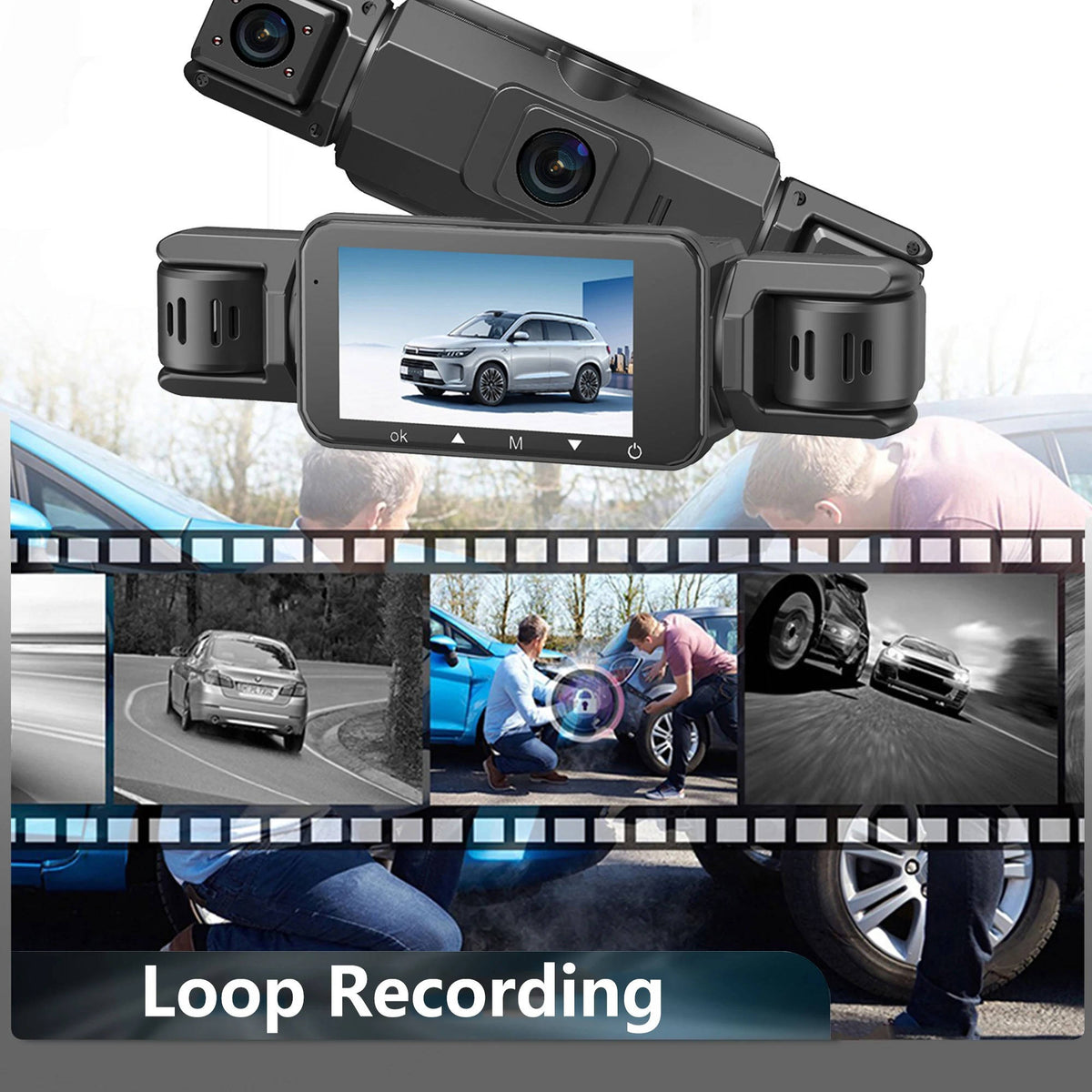 Four Camera Car Dash Cam with Night Vision and App Control