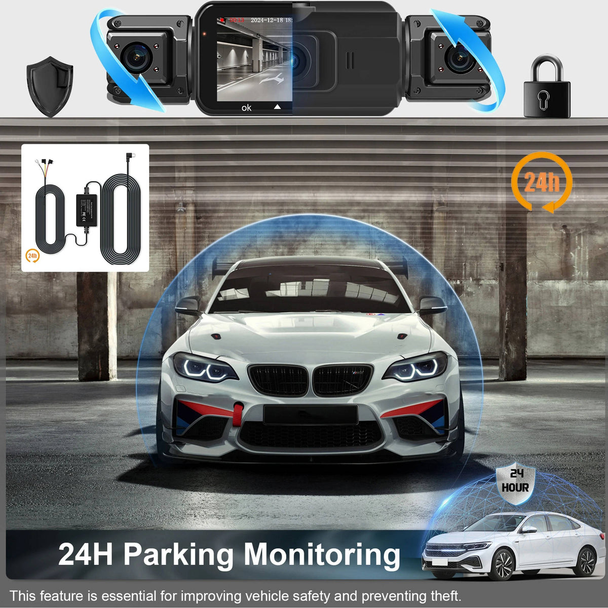 Four Camera Car Dash Cam with Night Vision and App Control