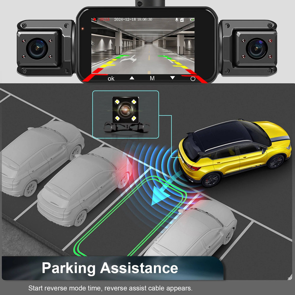 Four Camera Car Dash Cam with Night Vision and App Control