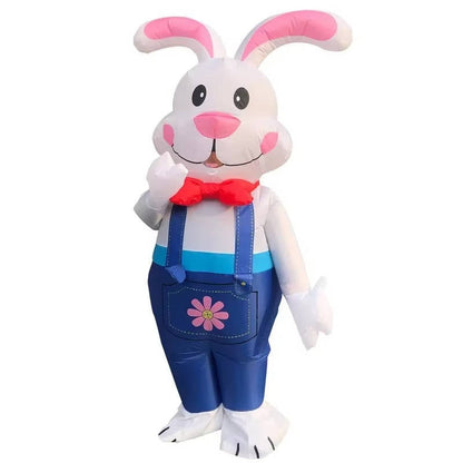 Inflatable Bunny Costume with Built In LED Lights and Battery Fan, 6ft Wearable