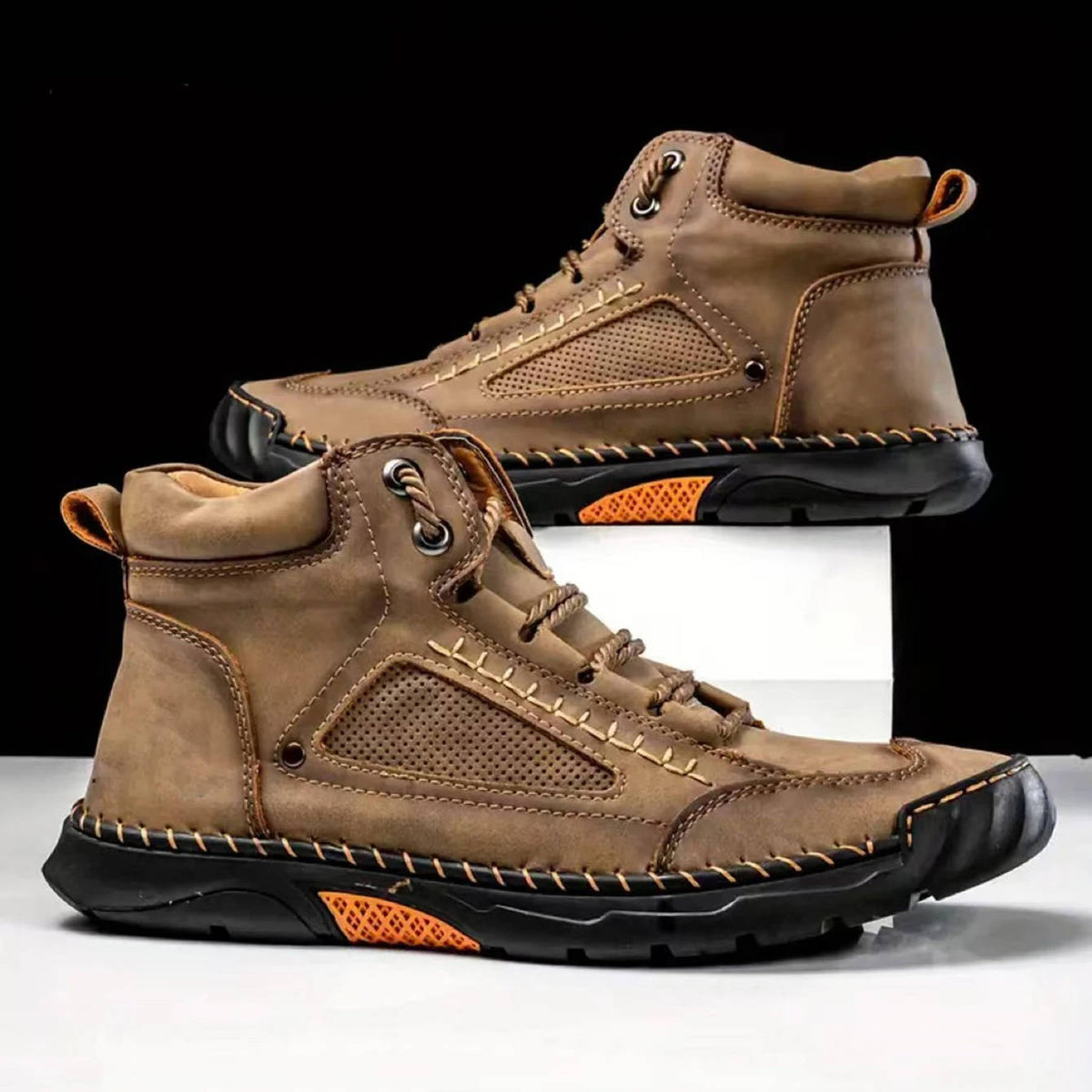 Mens Lace Up Hiking Boots with Double Stitched Construction, EVA Foam Footbed and a Wide Toe Box in Five Colors