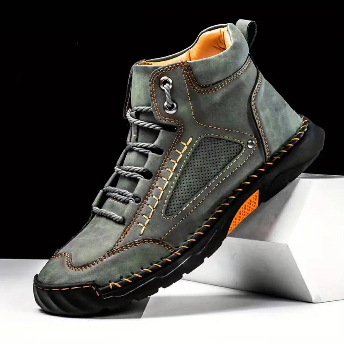 Mens Lace Up Hiking Boots with Double Stitched Construction, EVA Foam Footbed and a Wide Toe Box in Five Colors