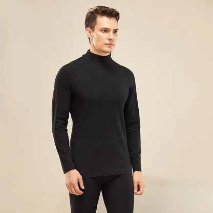 Mens Thermal Underwear Set with a High Neck and High Stretch Fabric in Black, Gray, Blue or Khaki