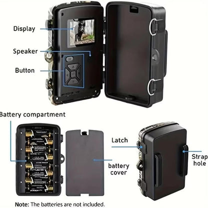 Trail Camera with 16MP Photo and 1080P Video, Infrared Night Vision