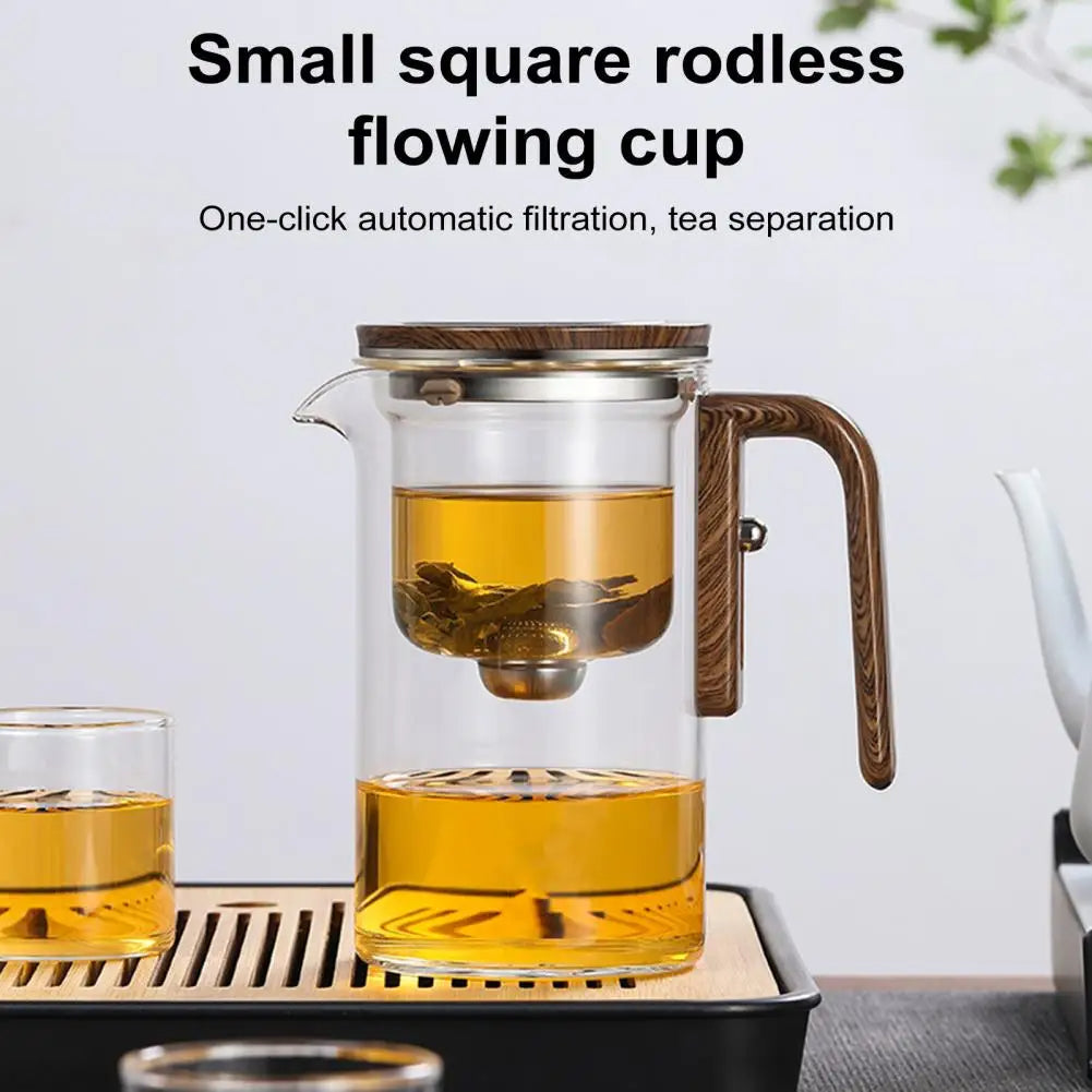 Glass Teapot with Water Separation System and Wooden Handle, Borosilicate
