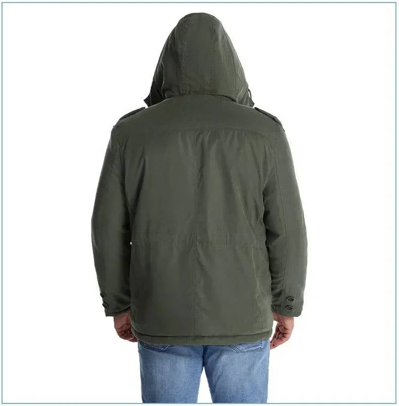 Mens Winter Parka with Sherpa Lining and Dual Closure System