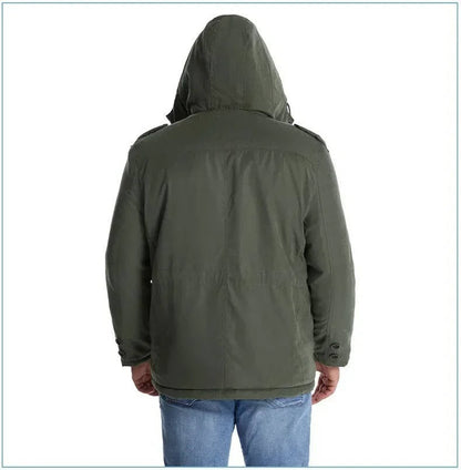 Mens Winter Parka with Sherpa Lining and Dual Closure System