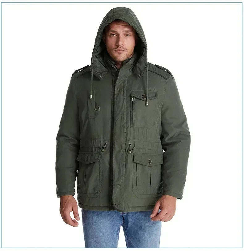Mens Winter Parka with Sherpa Lining and Dual Closure System