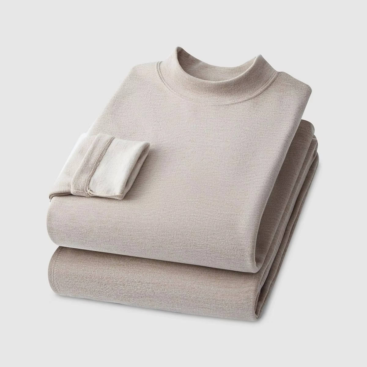 Mens Thermal Underwear Set with a High Neck and High Stretch Fabric in Black, Gray, Blue or Khaki
