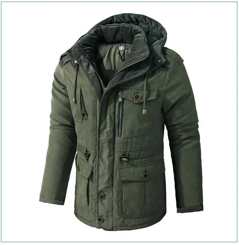 Mens Winter Parka with Sherpa Lining and Dual Closure System
