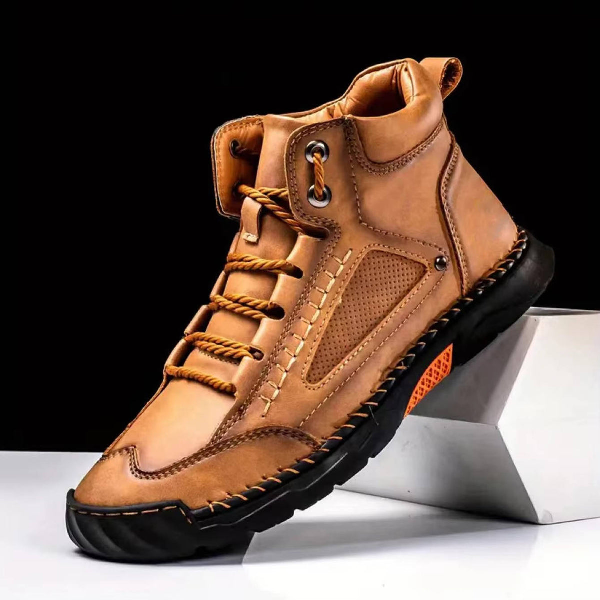 Mens Lace Up Hiking Boots with Double Stitched Construction, EVA Foam Footbed and a Wide Toe Box in Five Colors