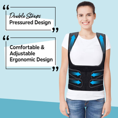 Back Support Brace with Five Flexible Rods and Breathable Mesh, Adjustable Fit