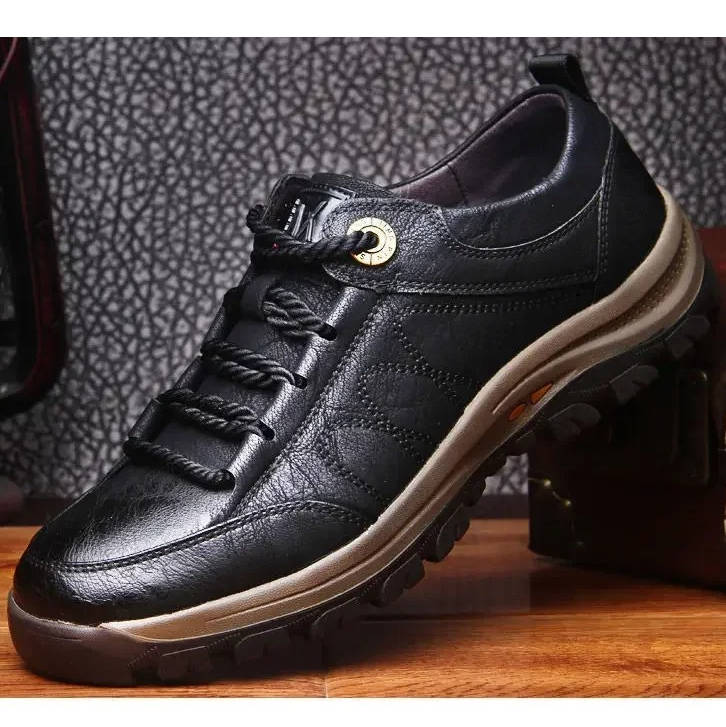 Mens Lace Up Outdoor Shoes with a Three Layer Rubber Sole, Reinforced Toe Cap and Padded EVA Midsole in Black or Brown