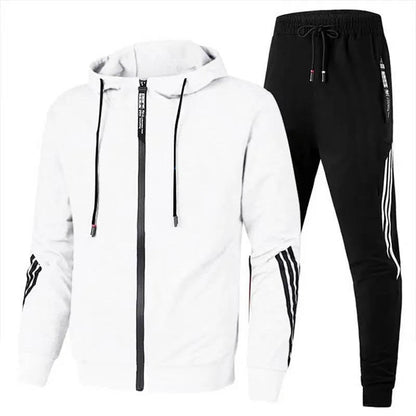 Mens Two Piece Tracksuit with a Full Zip Hoodie and Jogger Pants with Drawstring Waist in Six Colors