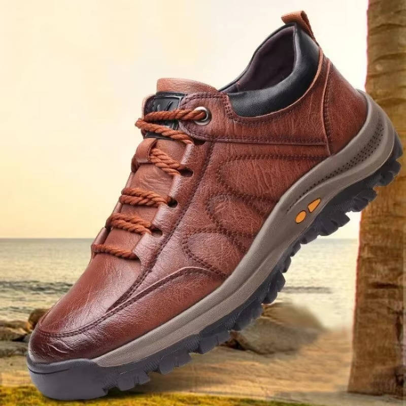 Mens Lace Up Outdoor Shoes with a Three Layer Rubber Sole, Reinforced Toe Cap and Padded EVA Midsole in Black or Brown