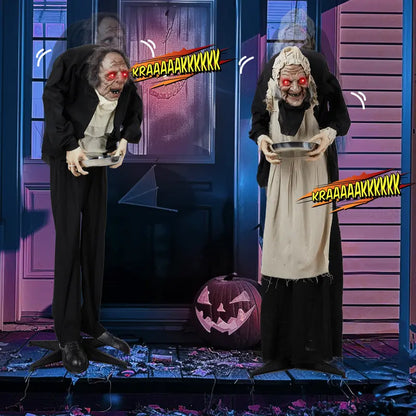 Animated Halloween Yard Figure with Motion Sensors and LED Eyes, 5ft Tall