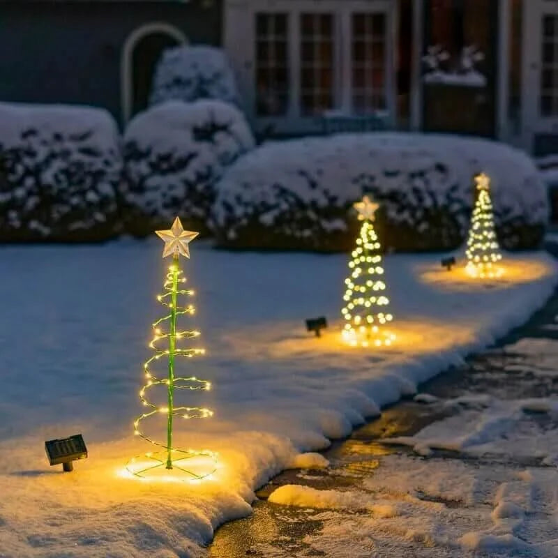 Solar Powered Metal Tree Light for Gardens with 50 LED Beads and Steady, Twinkling or Flashing Modes
