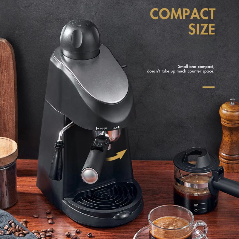 Compact Steam Espresso Machine with Built in Milk Frothing Wand for Cappuccinos and Lattes