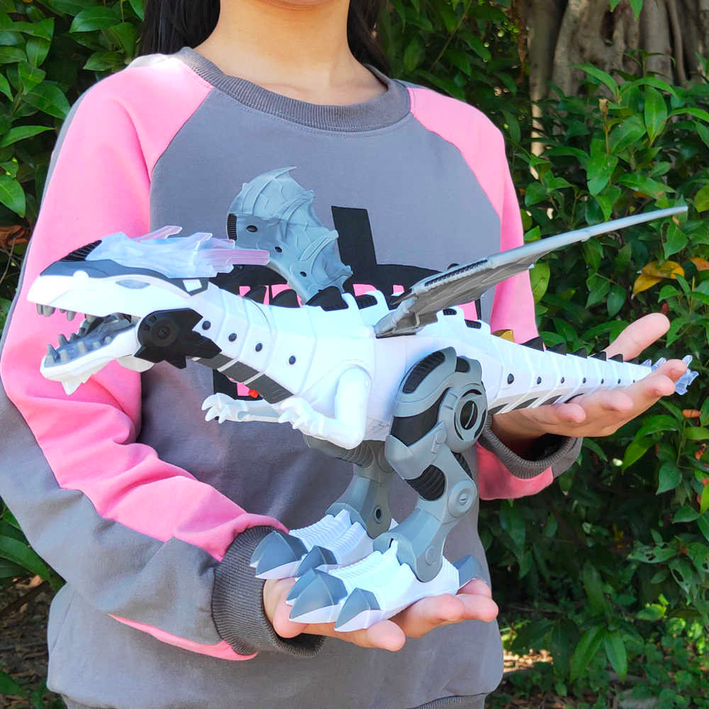 Dragon Toy That Walks Flaps Its Wings and Sprays Water Mist in White Or Green