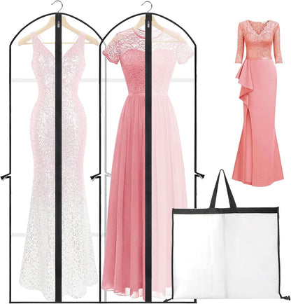 Garment Bag for Long Dresses with Stainless Steel Zipper and Dual Handles, 71 Inches